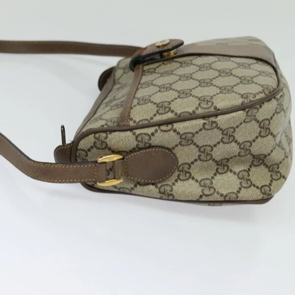 GUCCI GG Supreme Web Sherry Line Shoulder Bag PVC Beige Gold Red Auth ep9570 - Picture 4 of 15